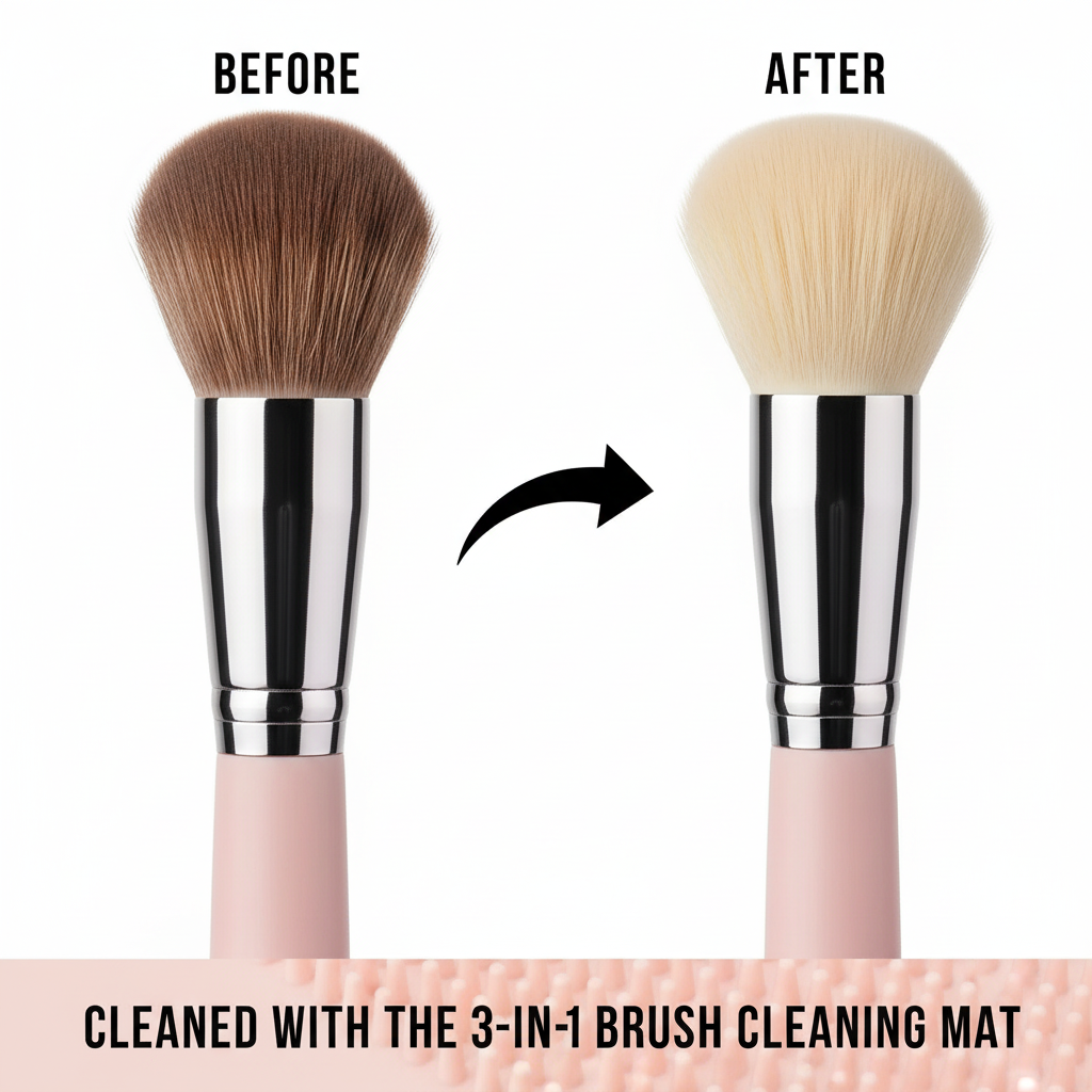 3-In-1 Silicone Makeup Brush Cleaner Mat & Drying Rack - Cosmetic Brush Cleaning & Air Dry Tool, Beauty Tool Organizer Kit